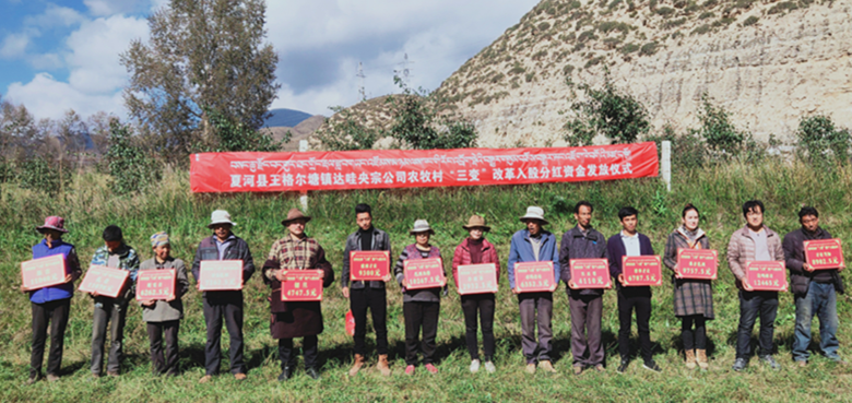 达哇央宗肥料公司在左布沟村举行“三变”改革“资产入股”分红仪式